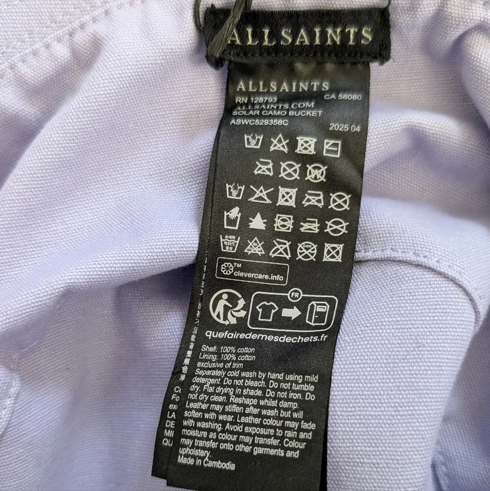 All Saints Solar Camp Embroidered Logo Cotton Canvas Bucket Hat One Size Nwt❤️